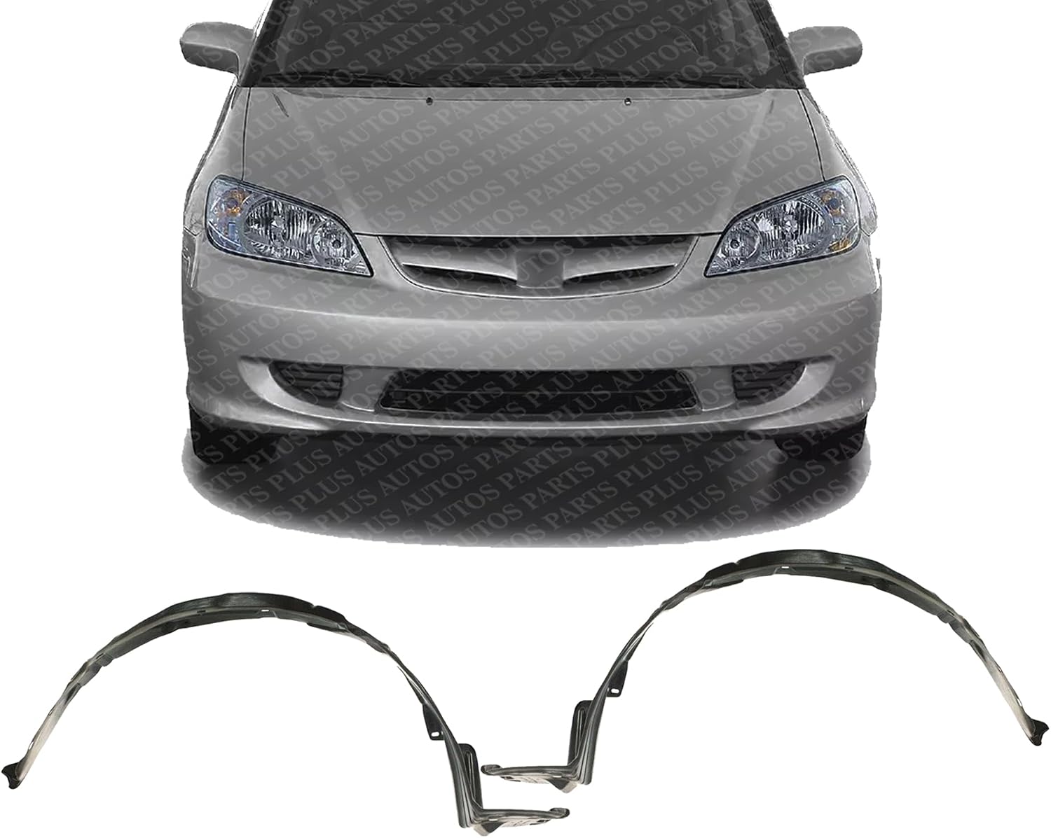 Set Of 2 Front Fender Liner Right Passenger & Left Driver Side Direct Replacement Compatible With 2004-2005 Honda Civic HO1249121 HO1248121 74101S5AJ01 74151S5AJ00