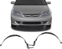 Set Of 2 Front Fender Liner Right Passenger & Left Driver Side Direct Replacement Compatible With 2004-2005 Honda Civic HO1249121 HO1248121 74101S5AJ01 74151S5AJ00