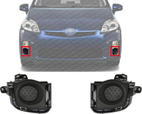 Set Of 2 Front Fog Light Cover Primed Left Driver & Right Passenger Side Direct Replacement Compatible With 2010-2011 Toyota Prius TO1039135 TO1038135 8148147010 8148247010