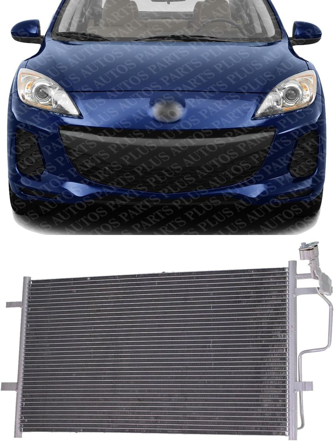 Front A/C Condenser Aluminum Core Direct Replacement Compatible With 2012-2013 Mazda 3 MA3030157 BBM461480D