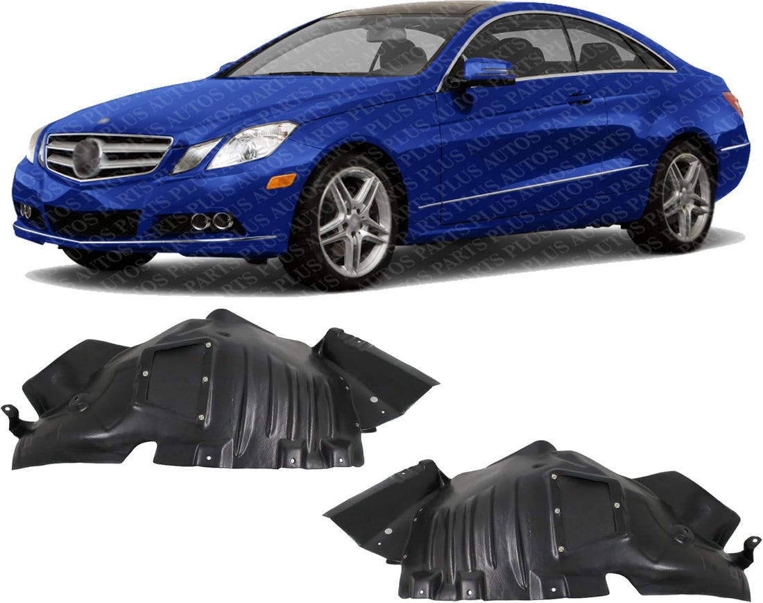 Set Of 2 Front Section Fender Liner Plastic Left Driver & Right Passenger Side Direct Replacement Compatible With 2010-2013 Mercedes Benz E-Class MB1248158 MB1249158