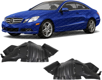Set Of 2 Front Section Fender Liner Plastic Left Driver & Right Passenger Side Direct Replacement Compatible With 2010-2013 Mercedes Benz E-Class MB1248158 MB1249158