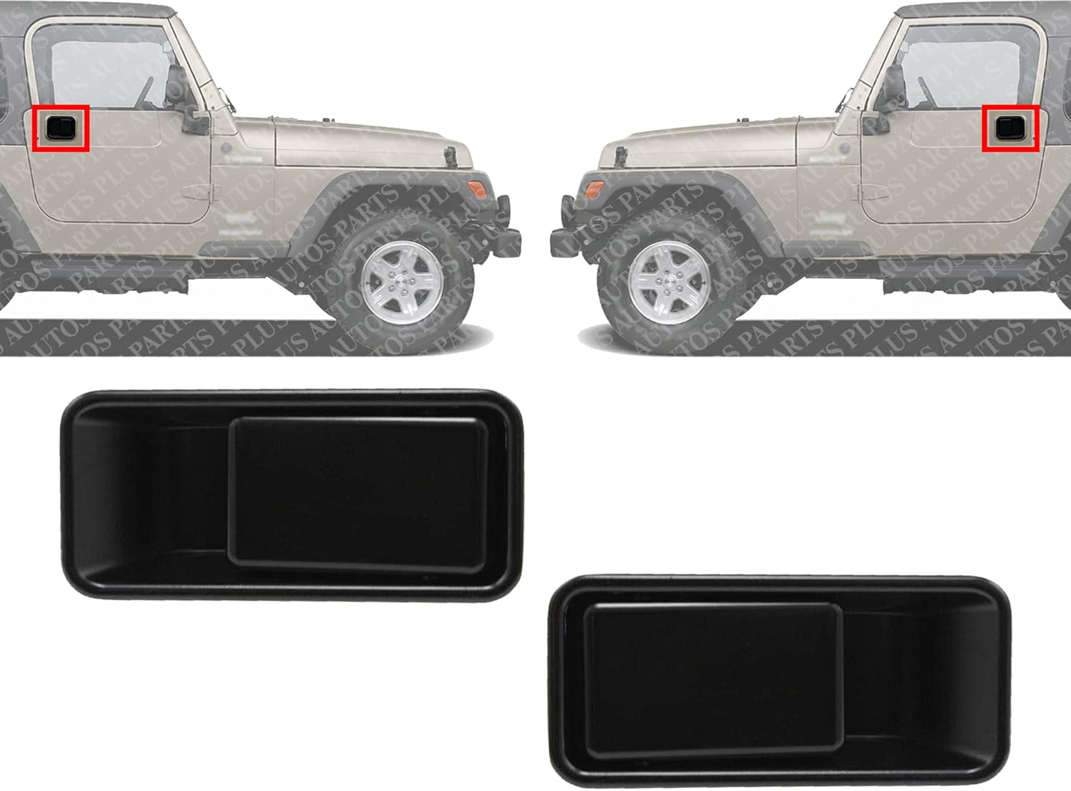 Set of 2 Exterior Door Handle Left Driver & Right Passenger Side Direct Replacement Compatible with 1887-2006 Jeep Wrangler / 1997-2006 TJ CH1311144 CH1310144 55176549AB