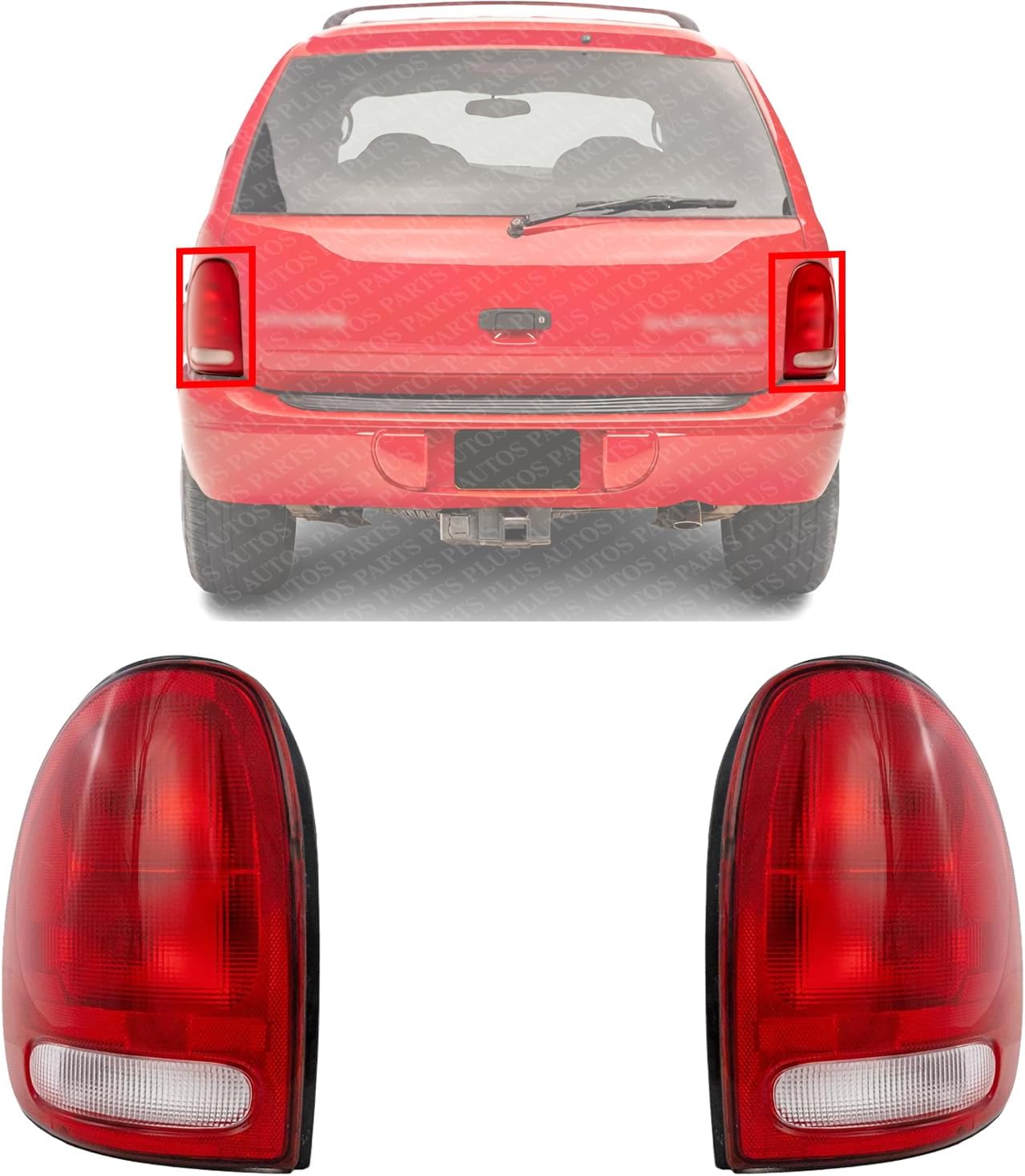 Set Of 2 Tail Light Assembly Right Passenger & Left Driver Side Direct Replacement Compatible With 1996-2000 Dodge Caravan / 1998-2003 Durango CH2801125 CH2800125 2AME76244A