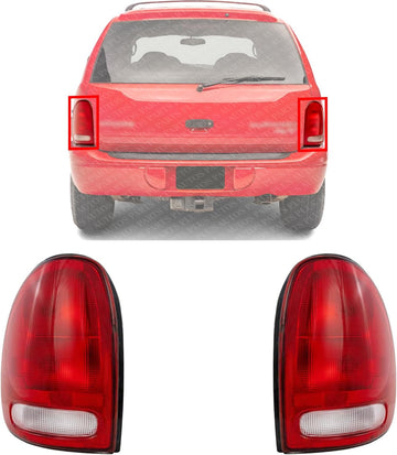 Set Of 2 Tail Light Assembly Right Passenger & Left Driver Side Direct Replacement Compatible With 1996-2000 Dodge Caravan / 1998-2003 Durango CH2801125 CH2800125 2AME76244A