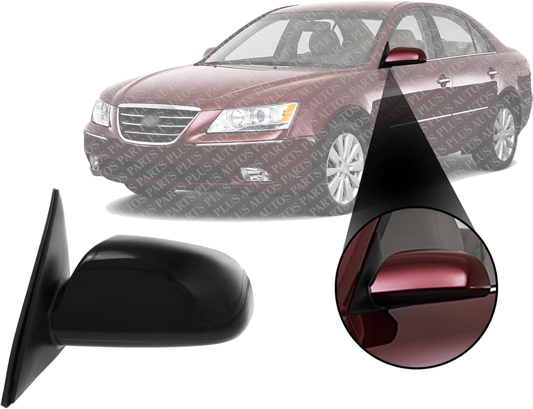 Front Power Mirror Non-Folding Heated Primed Left Driver Side Direct Replacement Compatible With 2007-2010 Hyundai Sonata HY1320149 876100A000
