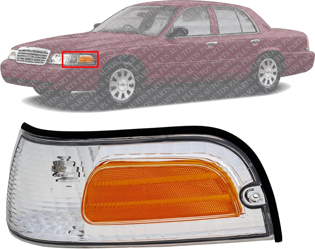 Front Corner Light Left Driver Side Direct Replacement Compatible With 1998-2011 Ford Crown Victoria FO2520147 XW7Z15A201BB