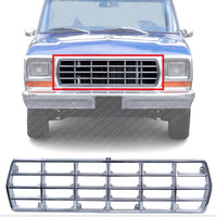 Front Grille Chrome Shell And Insert Direct Replacement Compatible With 1978-1979 Ford F-Series FO1200111 D8TZ8150C