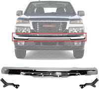 Front Bumper Impact Bar Chrome With Brackets Direct Replacement Compatible With 2004-2012 Chevrolet Colorado/GMC Canyon GM1002460 19210442