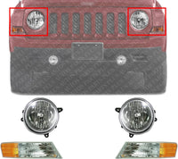 Front Headlight Assembly & Corner Lamp Lens and Housing Right Passenger & Left Driver Side Direct Replacement Compatible With Jeep Patriot 2007-2017 CH2502176 CH2503176 CH2527102