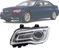 Front Head Light Assembly Chrome Interior Left Driver Side Direct Replacement Compatible With 2015-2017 Chrysler 300 CH2502268 68196277AD