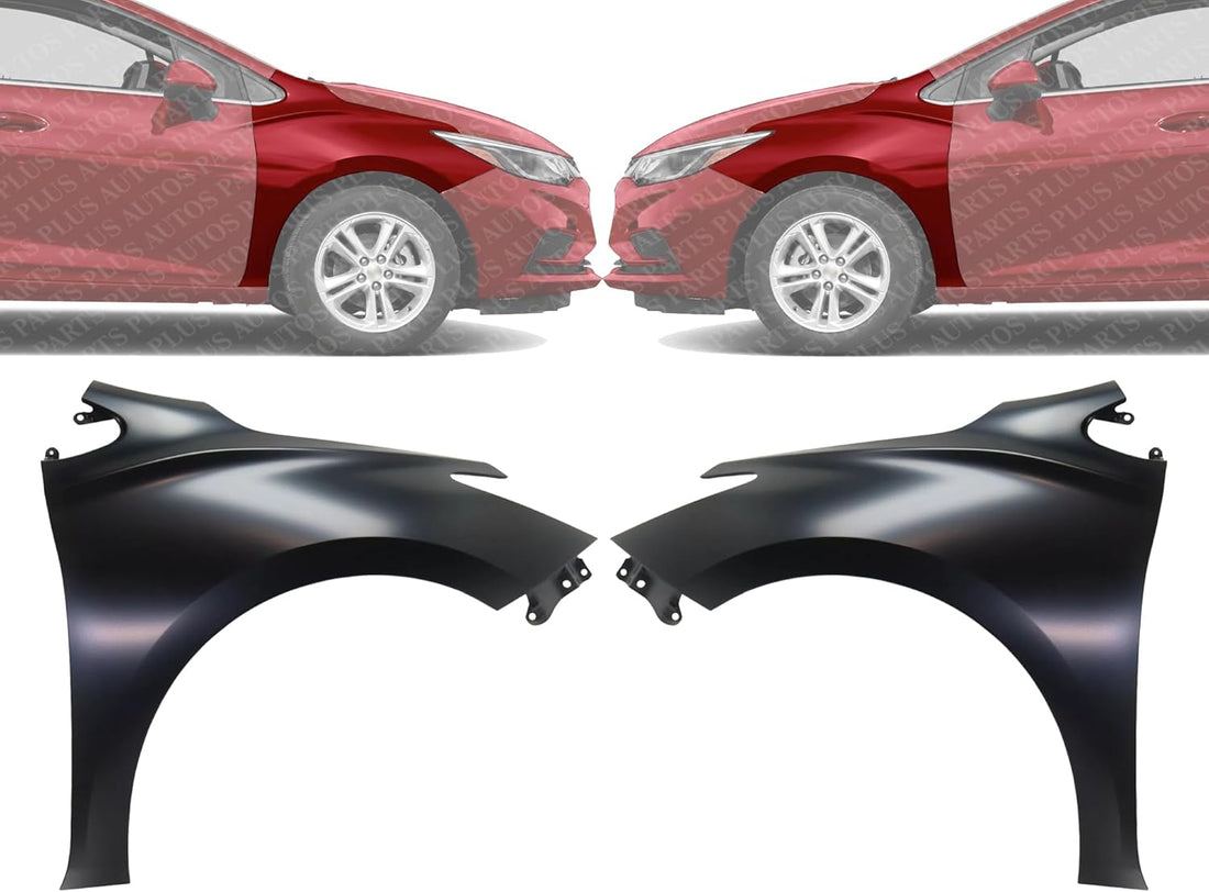 Set Of 2 Front Fender Primed Steel Left Driver & Right Passenger Side Direct Replacement Compatible With 2016-2019 Chevrolet Cruze GM1241396 GM1240396 84123270 84259707
