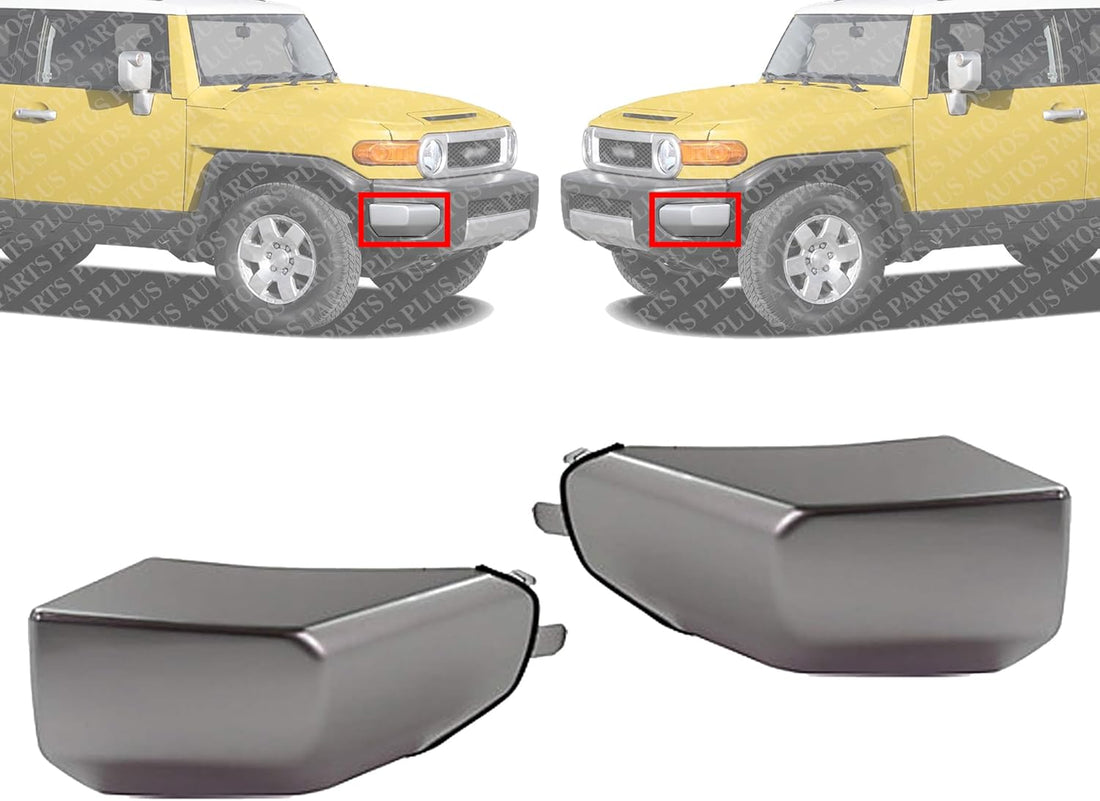 Set Of 2 Front Bumper End Painted Silver Left Driver & Right Passenger Side Direct Replacement Compatible With 2007-2014 Toyota FJ Cruiser TO1005174 TO1004174 5242235030 5242335020