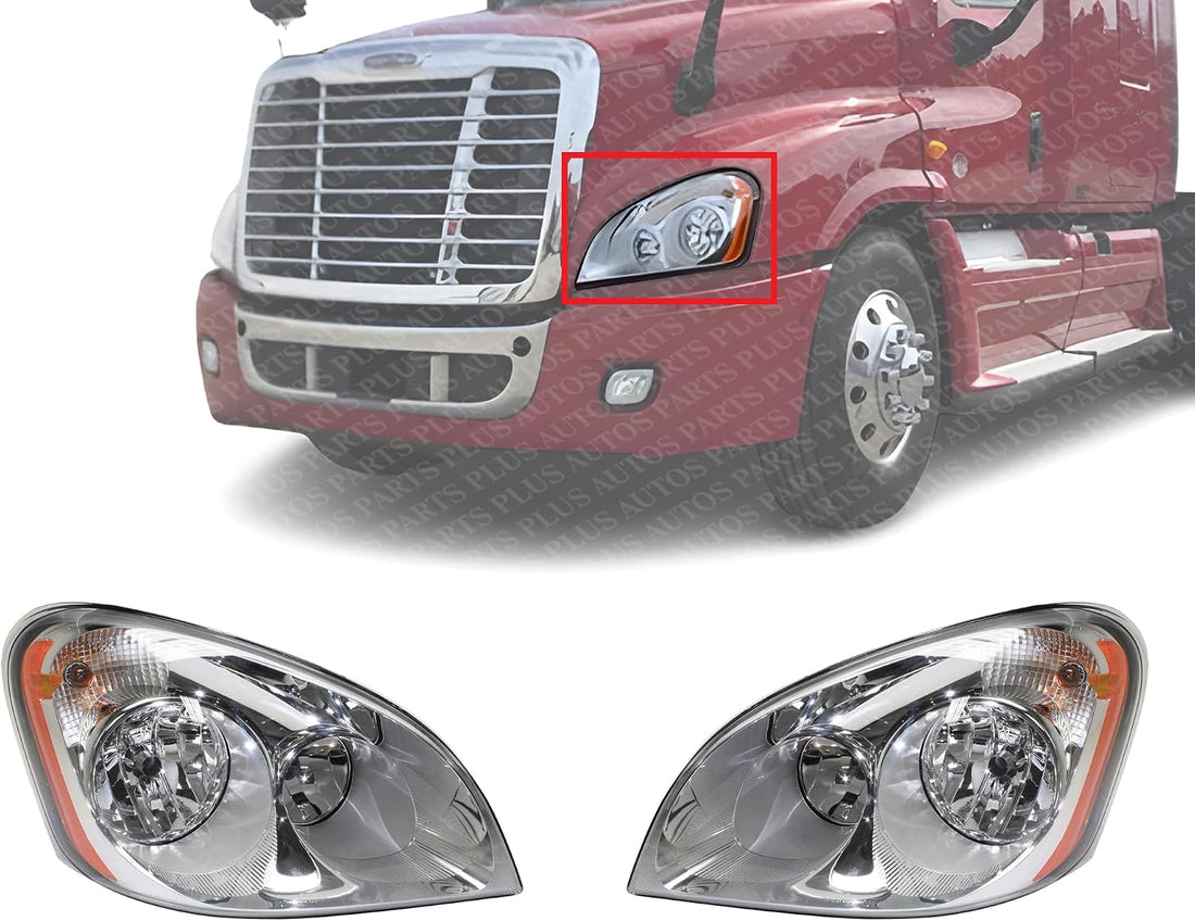 Set Of 2 Front Head Light Assembly Right Passenger & Left Driver Side Direct Replacement Compatible With 2008-2017 Freightliner Cascadia FL2503106 FL2502106 A0651907003 A0651907002