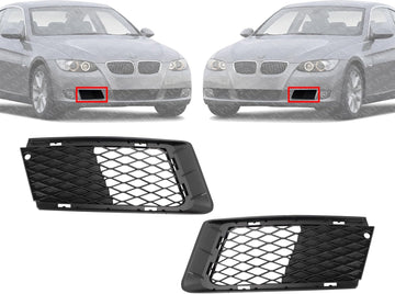 Set Of 2 Front Fog Lamp Outer Cover Primed Left Driver & Right Passenger Side Direct Replacement Compatible With 2007-2010 BMW 3-Series BM1036122 BM1036121 51117154719 51117154720