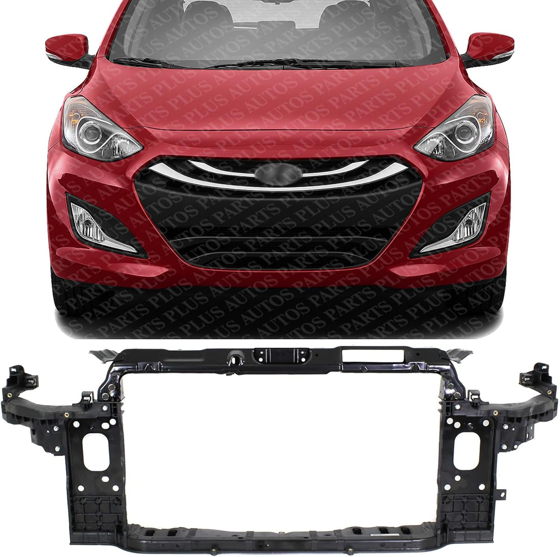 Front Radiator Support Assembly Plastic Direct Replacement Compatible With 2011-2014 Hyundai Elantra HY1225169 641013X002