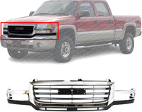 Front Grille Chrome Shell/Black Insert Direct Replacement Compatible With 2003-2006 GMC Sierra 2500HD 3500HD GM1200568 19130795