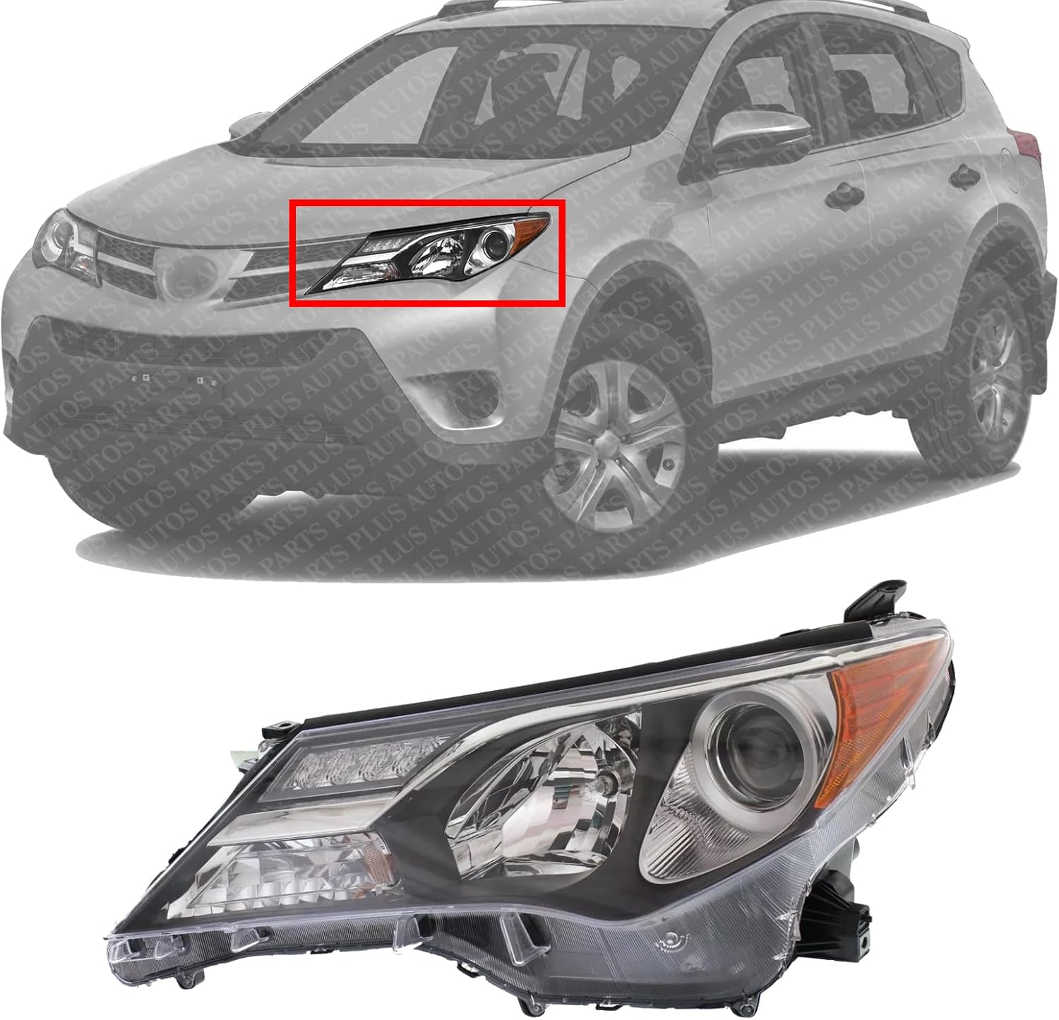 Front Head Light Assembly Left Driver Side Direct Replacement Compatible With 2013-2015 Toyota RAV4 TO2502217 811500R042