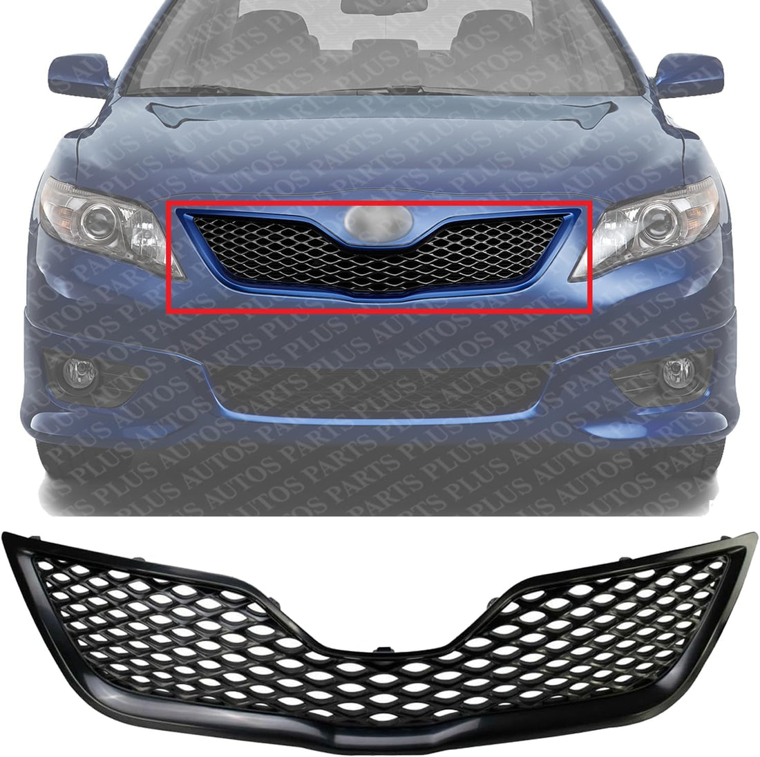 Front Grille Assembly Primed Shell And Insert Plastic Direct Replacement Compatible With 2010-2011 Toyota Camry TO1200323 5310106200C0