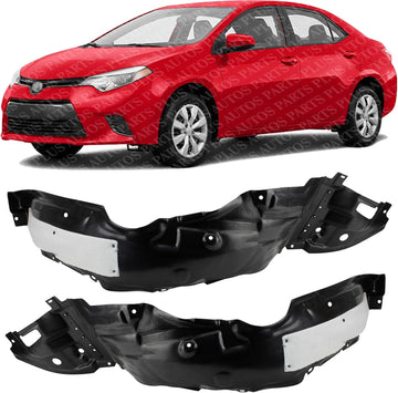 Set Of 2 Front Fender Liner Plastic Left Driver & Right Passenger Side Direct Replacement Compatible With 2014-2016 Toyota Corolla TO1249178 TO1248178 5387502460 5387602480