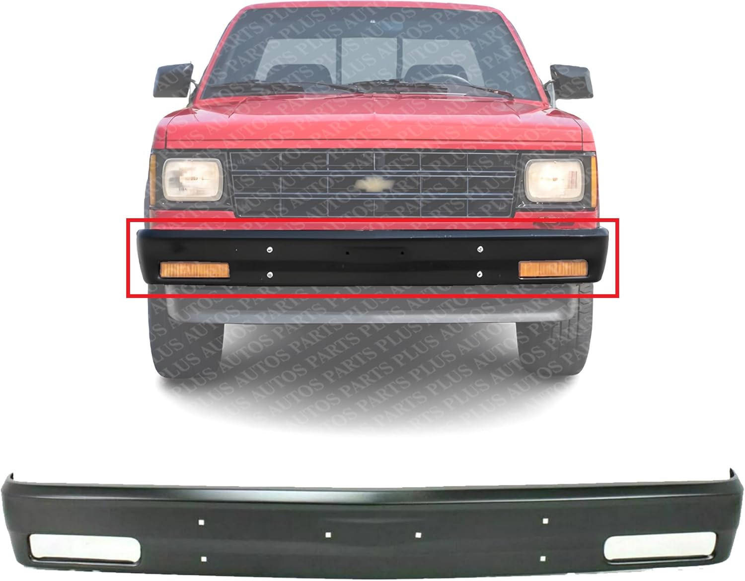 Front Bumper Primed Steel Direct Replacement Compatible With 1991-1993 Chevrolet S10 / 1991-1994 S10 Blazer / 1992-1994 GMC Jimmy / 1991 S15 Jimmy GM1002174 15632823