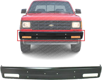 Front Bumper Primed Steel Direct Replacement Compatible With 1991-1993 Chevrolet S10 / 1991-1994 S10 Blazer / 1992-1994 GMC Jimmy / 1991 S15 Jimmy GM1002174 15632823