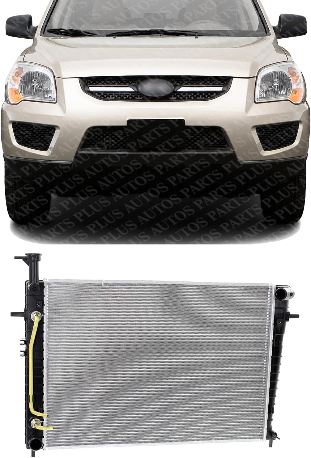 Front Radiator Aluminum Core Direct Replacement Compatible With 2007-2010 Kia Sportage/Tucson KI3010142 253102E401