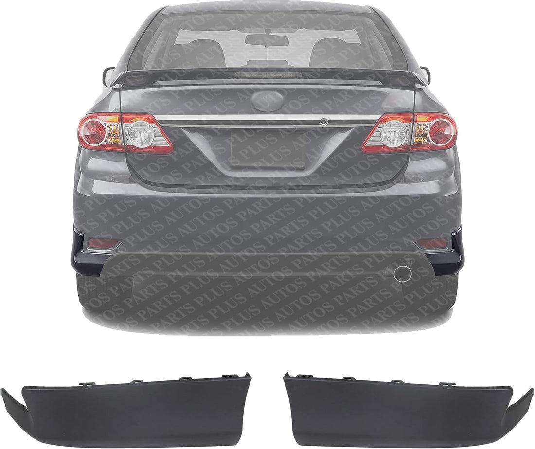 Set of 2 Rear Lower Valance Spoiler Primed Plastic Left Driver & Right Passenger Side Direct Replacement Compatible with 2011-2013 Toyota Corolla TO1193119 TO1193118