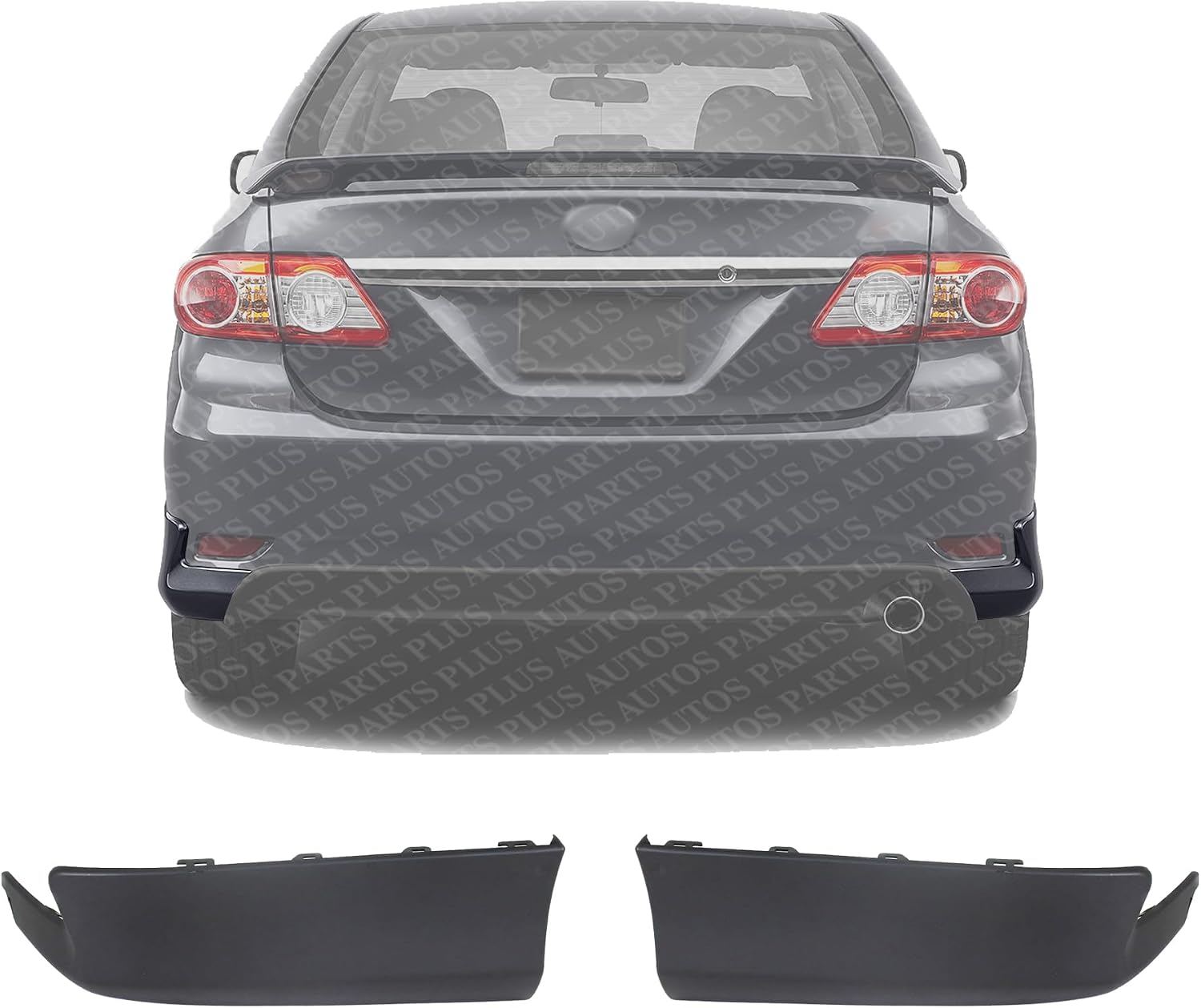Set of 2 Rear Lower Valance Spoiler Primed Plastic Left Driver & Right Passenger Side Direct Replacement Compatible with 2011-2013 Toyota Corolla TO1193119 TO1193118