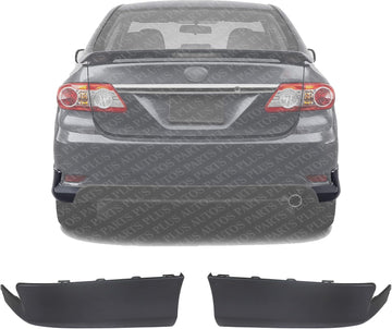 Set of 2 Rear Lower Valance Spoiler Primed Plastic Left Driver & Right Passenger Side Direct Replacement Compatible with 2011-2013 Toyota Corolla TO1193119 TO1193118