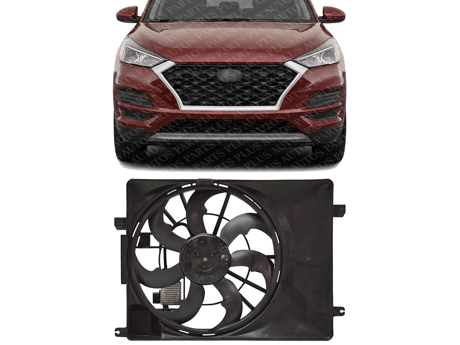Front Radiator Single Fan Assembly Direct Replacement Compatible with 2016-2021 Hyundai Tucson / 2017-2022 Kia Sportage HY3115155 25380D3600