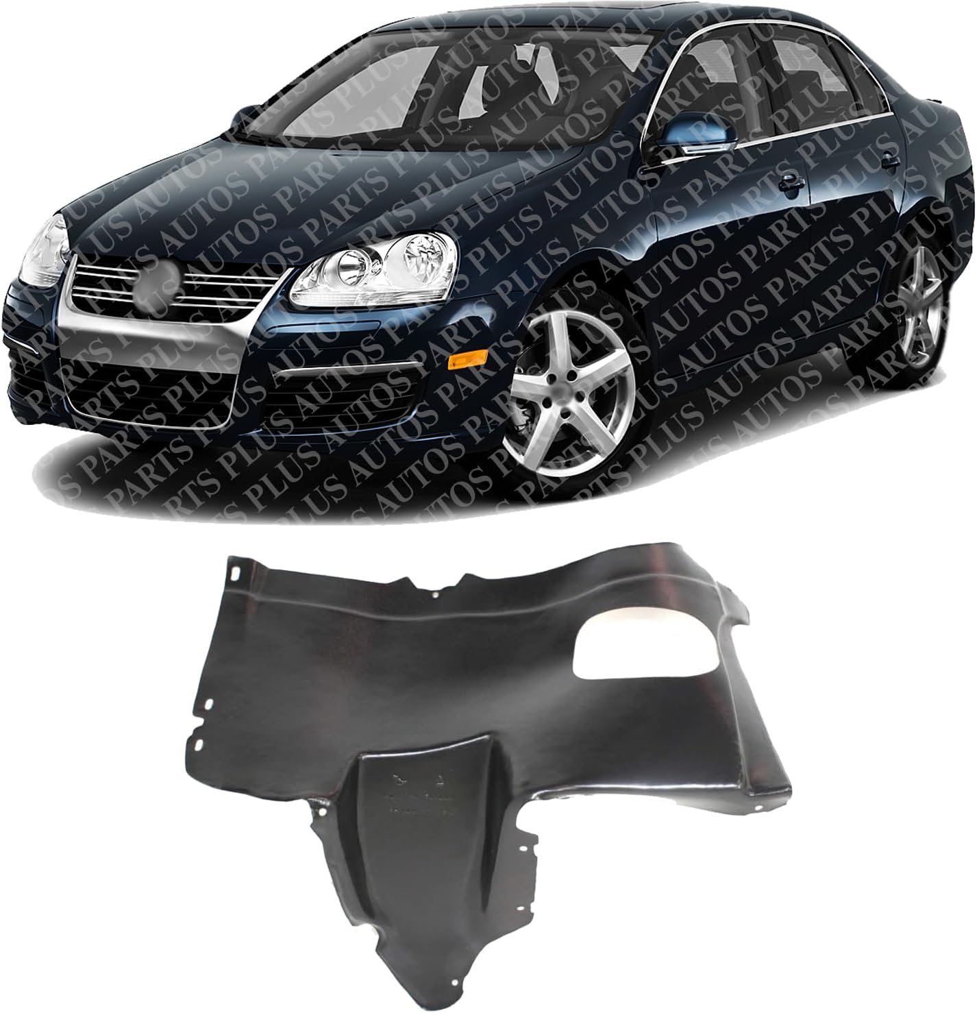 Front Section Fender Liner Left Driver Side Direct Replacement Compatible With 2005-2010 Volkswagen Jetta VW1250110 1K0805911J