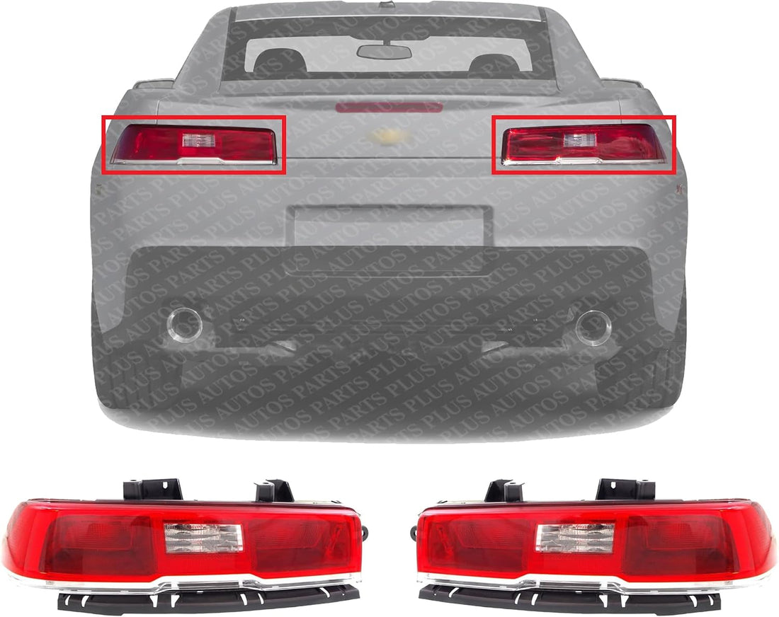 Set Of 2 Tail Light Assembly Plastic Left Driver & Right Passenger Side Direct Replacement Compatible With 2014-2015 Chevrolet Camaro GM2801265 GM2800265 23489170 23256981