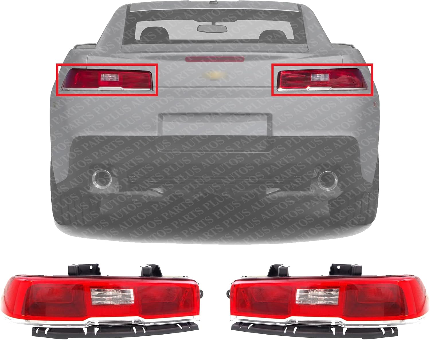 Set Of 2 Tail Light Assembly Plastic Left Driver & Right Passenger Side Direct Replacement Compatible With 2014-2015 Chevrolet Camaro GM2801265 GM2800265 23489170 23256981