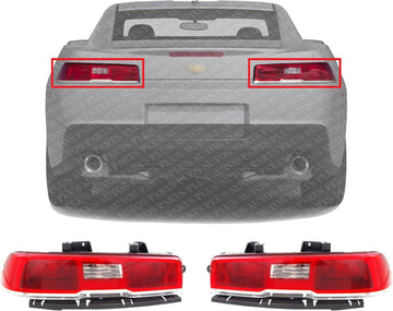 Set Of 2 Tail Light Assembly Plastic Left Driver & Right Passenger Side Direct Replacement Compatible With 2014-2015 Chevrolet Camaro GM2801265 GM2800265 23489170 23256981