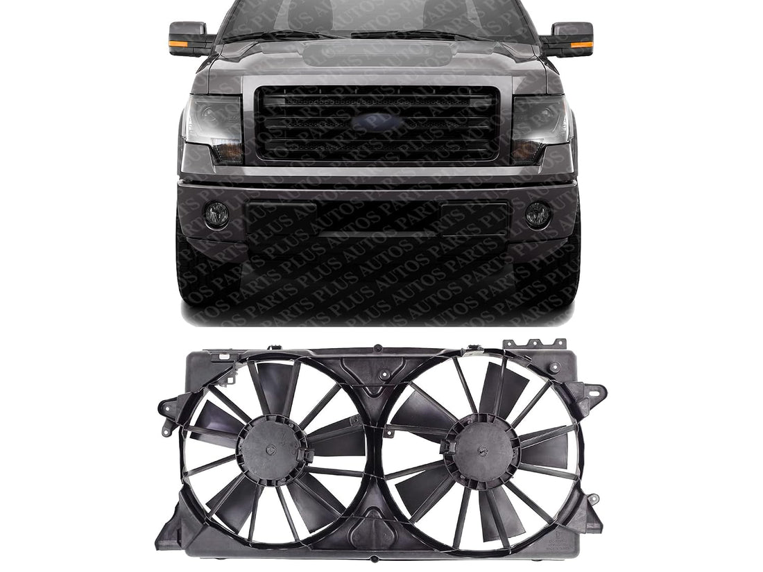 Front Radiator Dual Cooling Fan Assembly Plastic Direct Replacement Compatible with 2010-2014 Ford F-150/2010-2017 Lincoln Navigator/Expedition FO3115184 FO3115213
