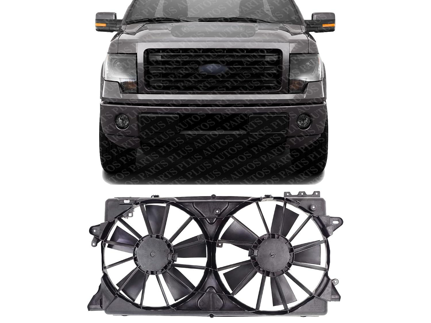 Front Radiator Dual Cooling Fan Assembly Plastic Direct Replacement Compatible with 2010-2014 Ford F-150/2010-2017 Lincoln Navigator/Expedition FO3115184 FO3115213