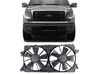 Front Radiator Dual Cooling Fan Assembly Plastic Direct Replacement Compatible with 2010-2014 Ford F-150/2010-2017 Lincoln Navigator/Expedition FO3115184 FO3115213