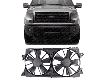 Front Radiator Dual Cooling Fan Assembly Plastic Direct Replacement Compatible with 2010-2014 Ford F-150/2010-2017 Lincoln Navigator/Expedition FO3115184 FO3115213