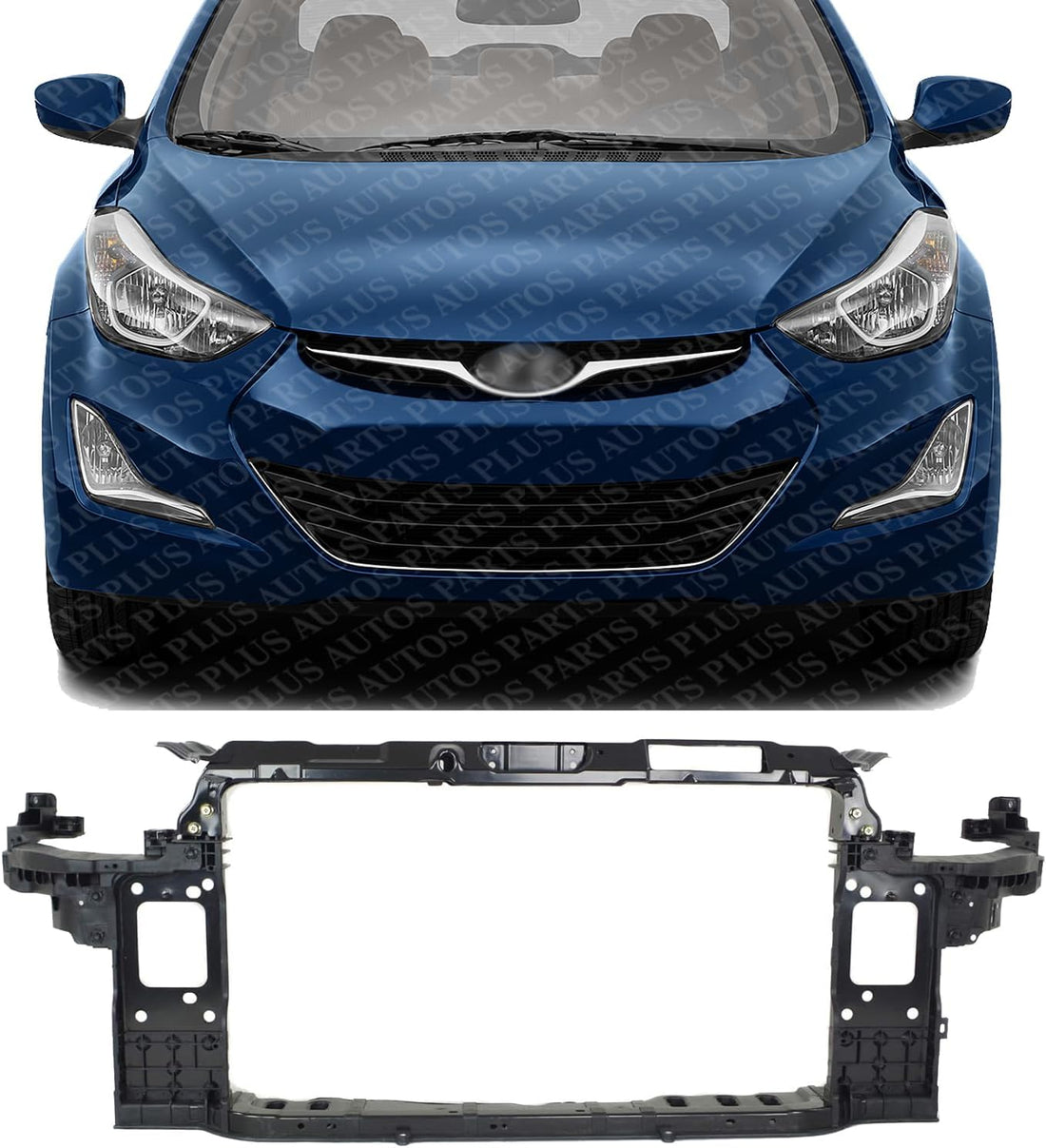Front Radiator Support Assembly Plastic With Steel Direct Replacement Compatible With 2014-2016 Hyundai Elantra HY1225180 641013X003