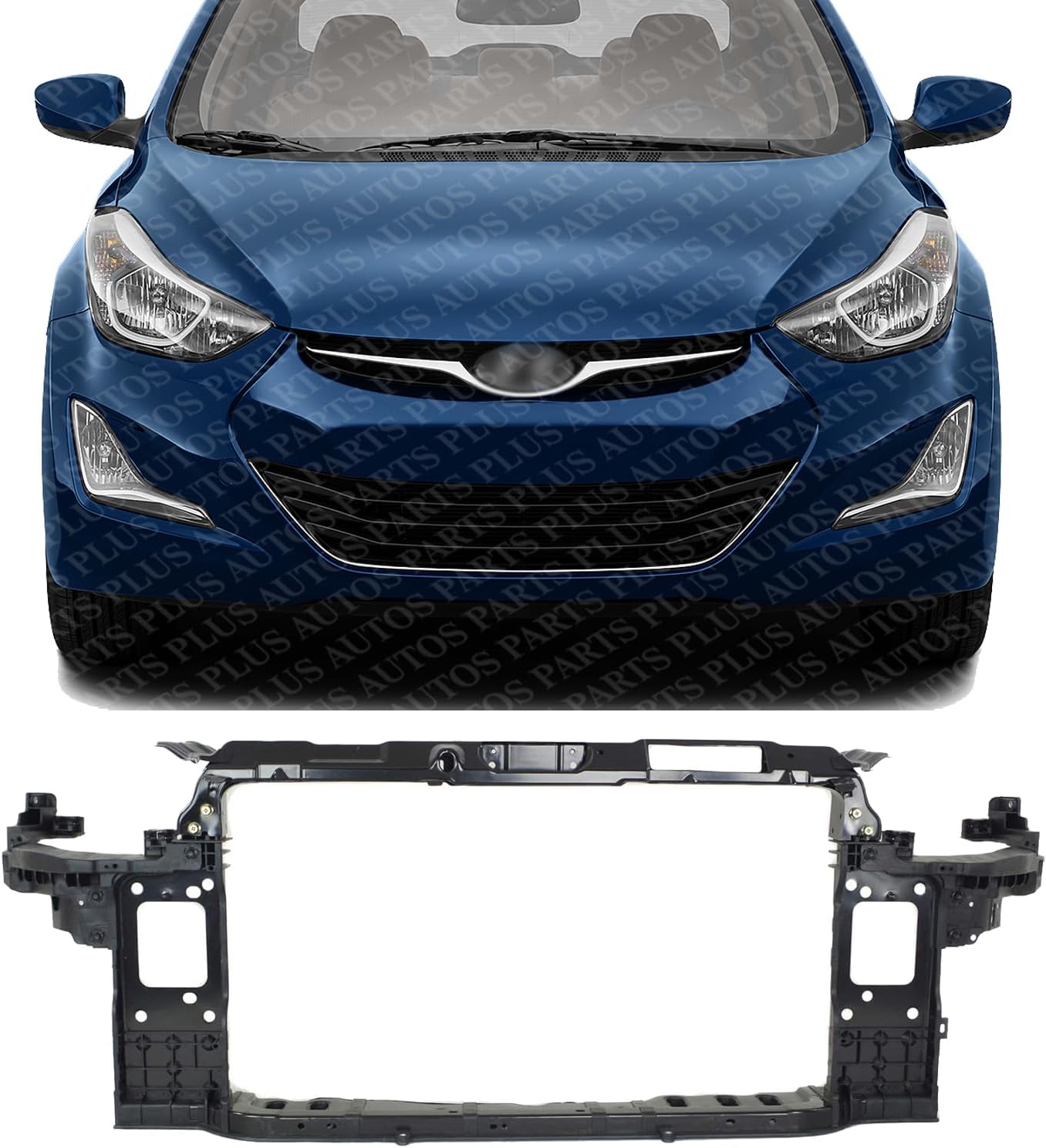 Front Radiator Support Assembly Plastic With Steel Direct Replacement Compatible With 2014-2016 Hyundai Elantra HY1225180 641013X003