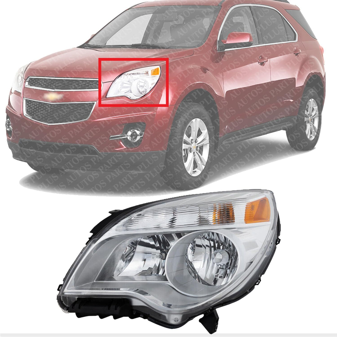 Front Head Light Assembly Left Driver Side Direct Replacement Compatible With 2010-2015 Chevrolet Equinox GM2502338 GM2502352 23308253 23383340