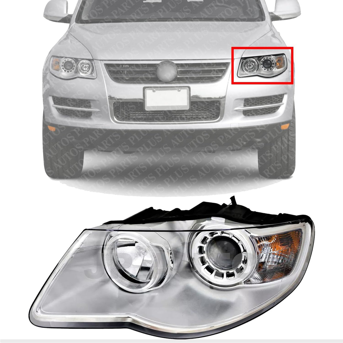 Front Head Light Assembly Left Driver Side Direct Replacement Compatible With 2008-2010 Volkswagen Touareg VW2502138 7L6941039B