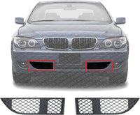 Set Of 2 Front Bumper Outer Grille Textured Plastic Left Driver & Right Passenger Side Direct Replacement Compatible With 2005-2008 BMW 7-Series BM1039116 BM1038116 51117135564