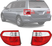 Set Of 2 Tail Light Outer Lens and Housing Plastic Left Driver & Right Passenger Side Direct Replacement Compatible With 2005-2007 Honda Odyssey HO2819129 HO2818129
