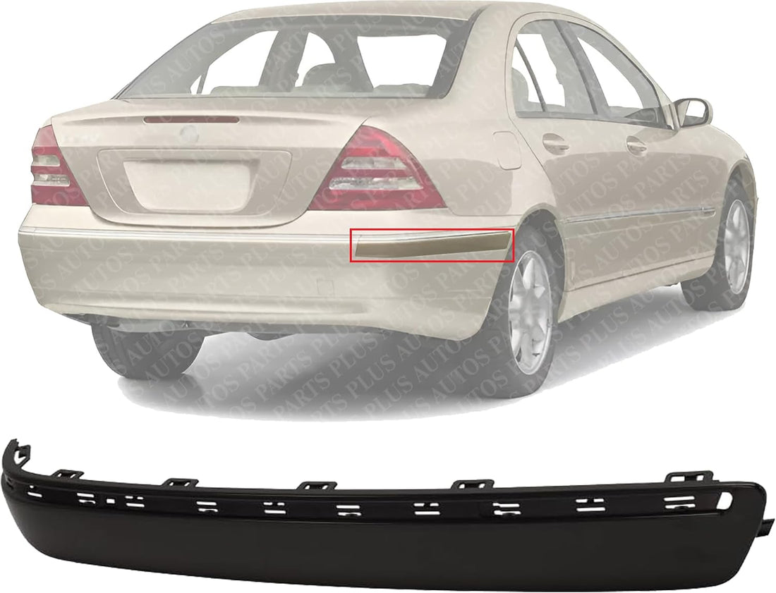 Rear Bumper Outer Molding Primed Without Chrome Strip Right Passenger Side Direct Replacement Compatible With 2000-2002 Mercedes Benz E-Class MB1159103 2108853021