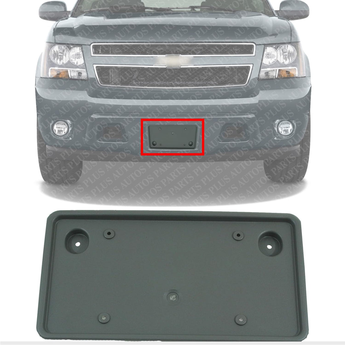 Front License Plate Bracket Bracket Direct Replacement Compatible with 2007-2013 Chevrolet Avalanche / 2007-2014 Suburban/Tahoe GM1068174 15851090