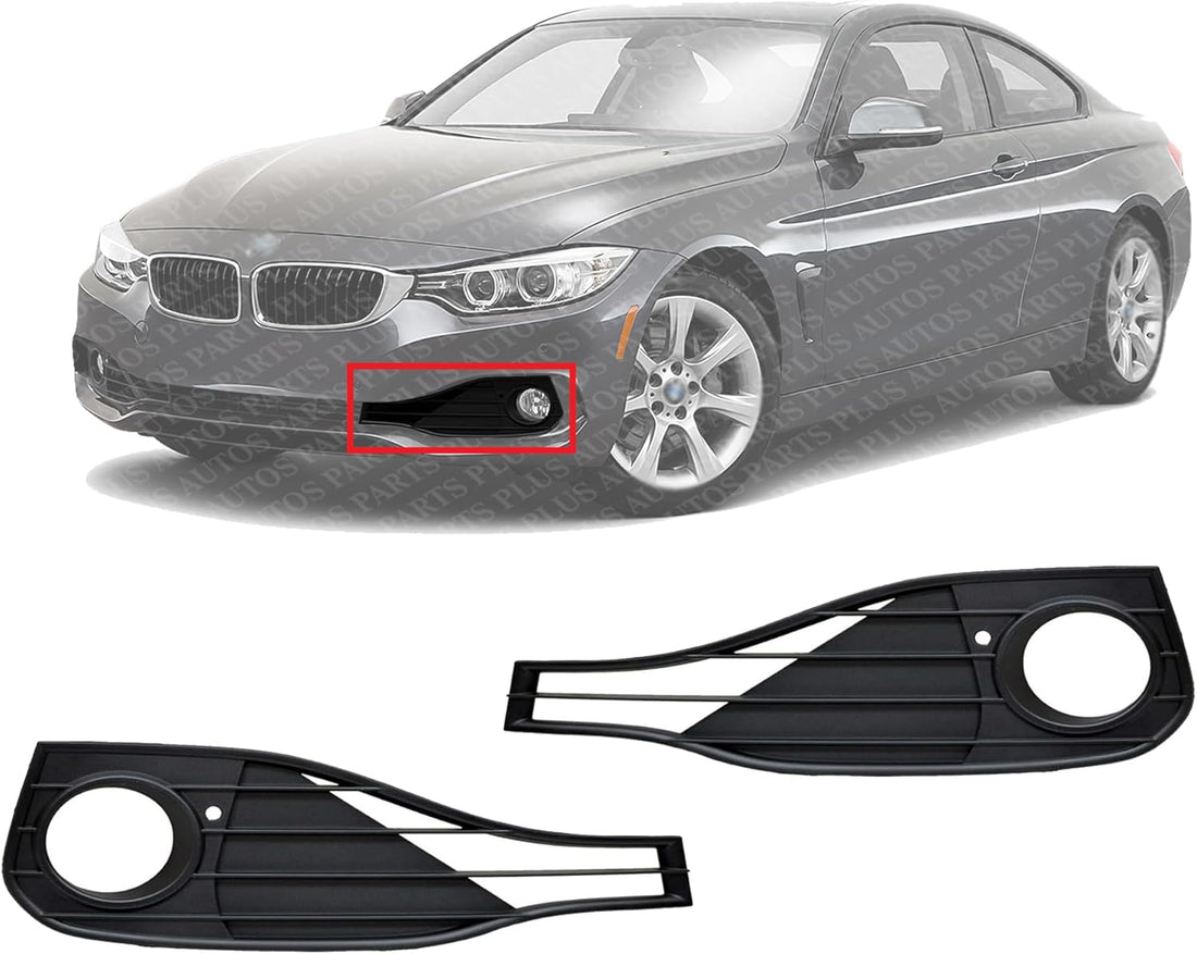 Set Of 2 Front Fog Light Molding Textured Plastic Left Driver & Right Passenger Side Direct Replacement Compatible With 2014-2020 BMW 4-Series BM1038194 BM1039194
