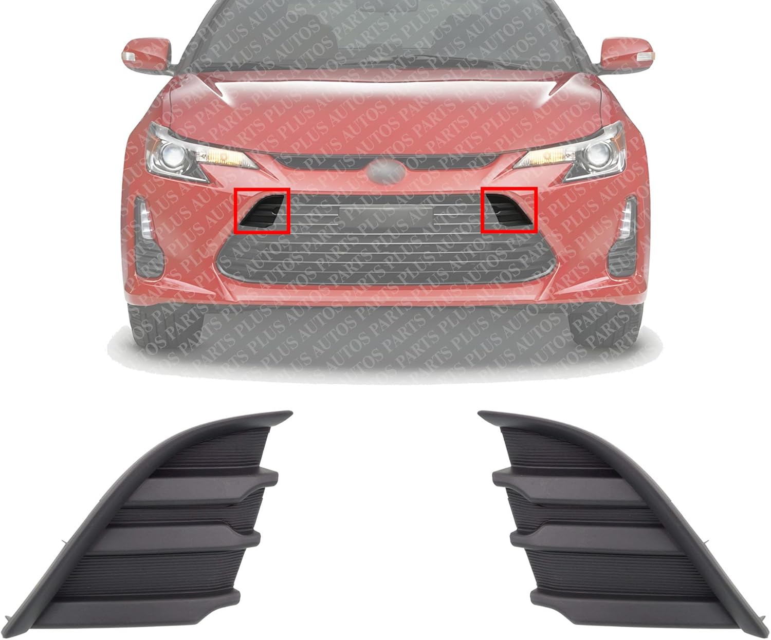 Set Of 2 Front Bumper Grille Textured Left Driver & Right Passenger Side Direct Replacement Compatible With 2014-2016 Scion tC SC1039103 SC1038103 5212721080 5212821080