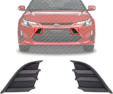 Set Of 2 Front Bumper Grille Textured Left Driver & Right Passenger Side Direct Replacement Compatible With 2014-2016 Scion tC SC1039103 SC1038103 5212721080 5212821080